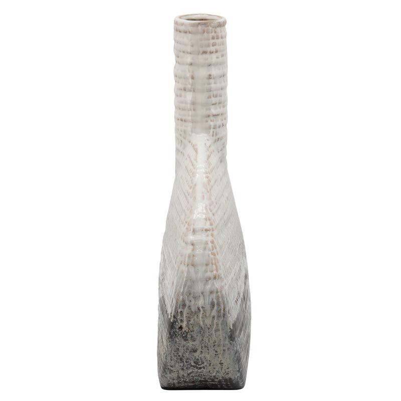 14H TEXTURED OVAL 2-TONE VASE, BEIGE