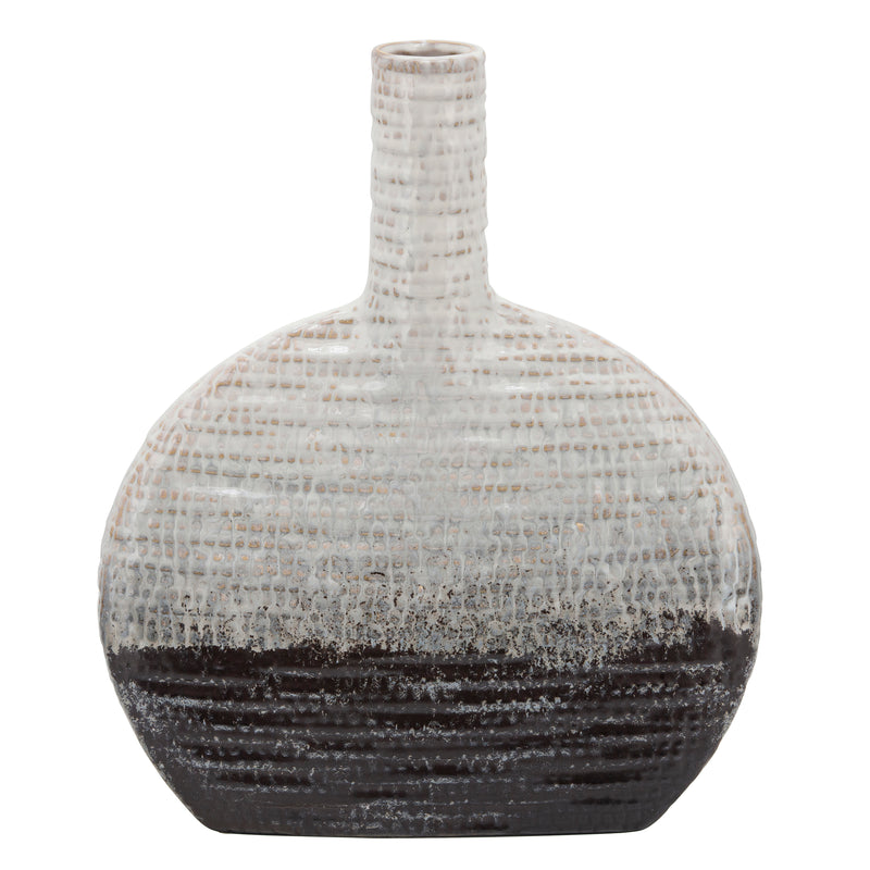 14H TEXTURED OVAL 2-TONE VASE, BEIGE