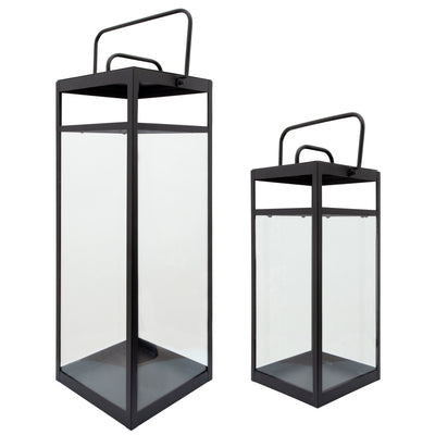 METAL 21H RECTANGULAR LANTERN, BLACK