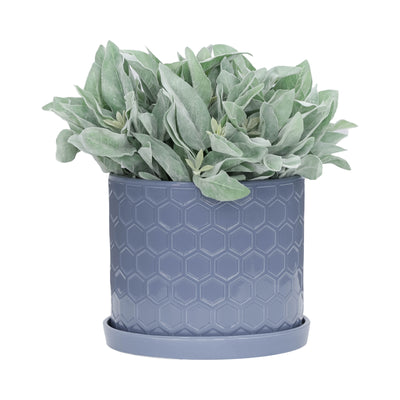 S/2 10/12 HONEYCOMB PLANTER W/ SAUCER, GRAY