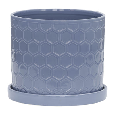 S/2 10/12 HONEYCOMB PLANTER W/ SAUCER, GRAY