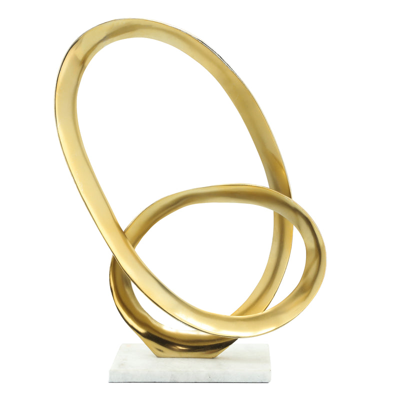 METAL 16H LOOP W/ MARBLE BASE, GOLD