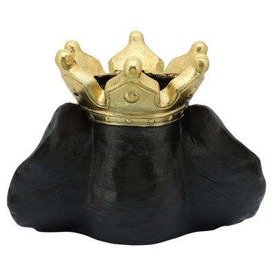 RESIN 16 ELEPHANT W/ CROWN, BLACK