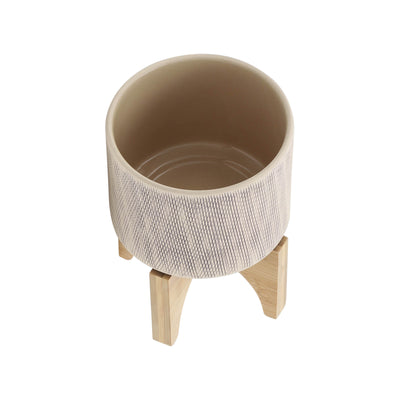 5 MESH PLANTER W/ STAND, TAN