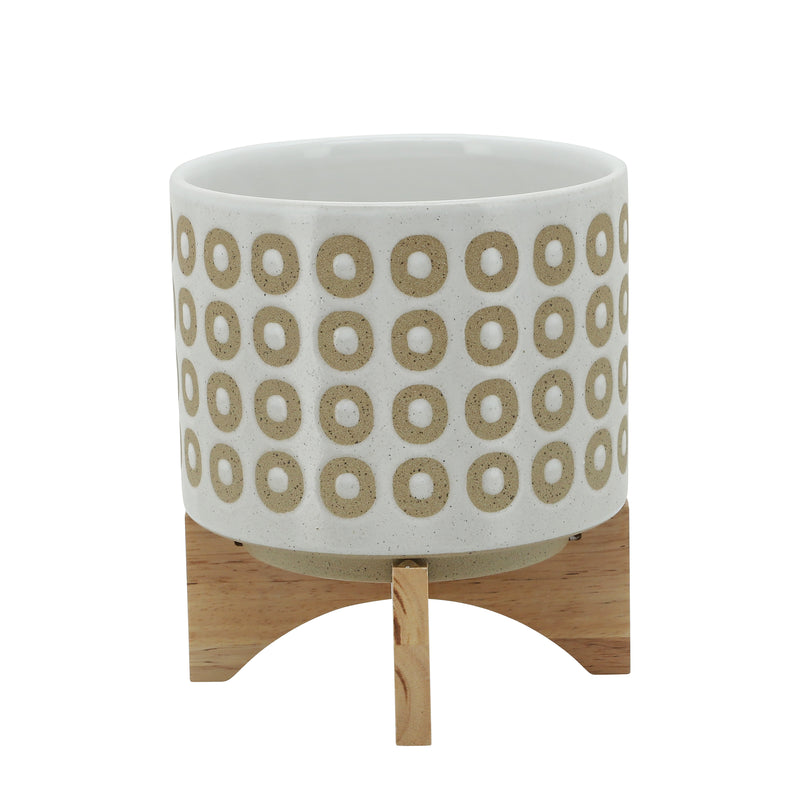 8 CIRCLES PLANTER W/ STAND, WHITE