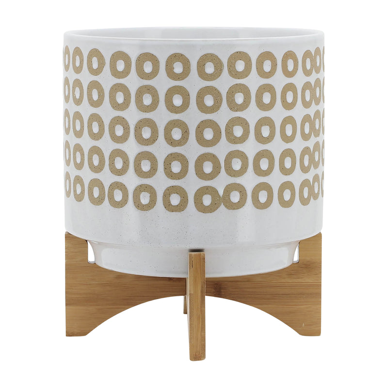 10 CIRCLES PLANTER W/ STAND, WHITE