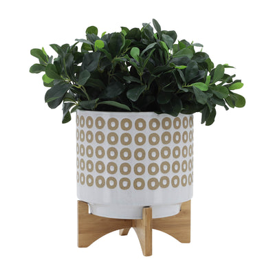 10 CIRCLES PLANTER W/ STAND, WHITE