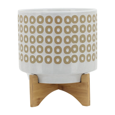 10 CIRCLES PLANTER W/ STAND, WHITE