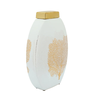 12 DECAL JAR W/ LID, GOLD