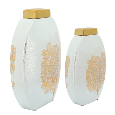 12 DECAL JAR W/ LID, GOLD