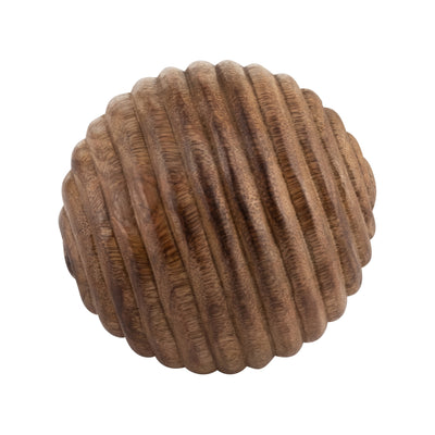 4 WOODEN ORB W/ RIDGES, NATURAL