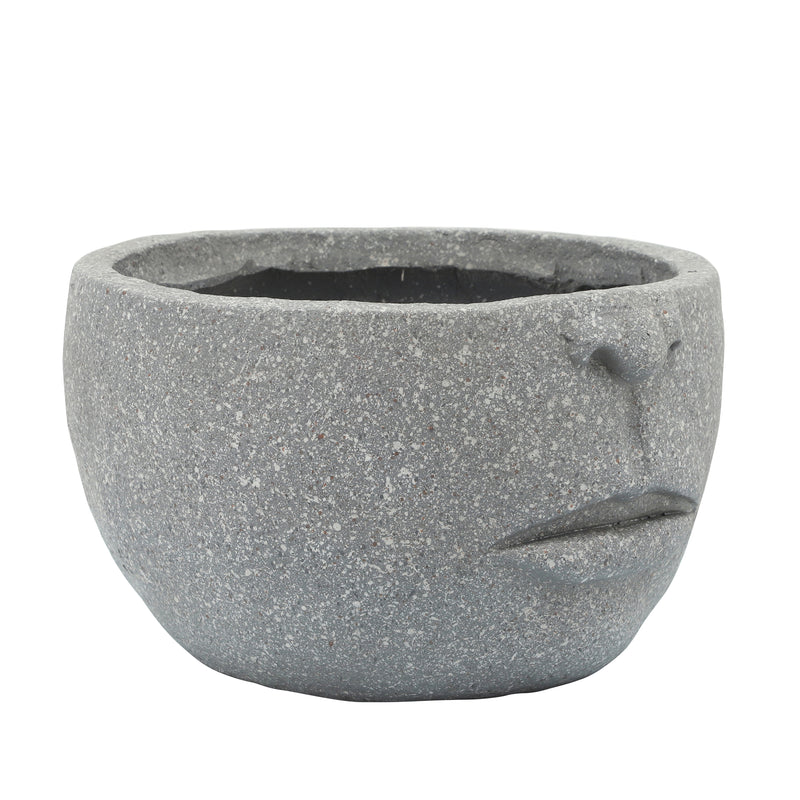 Resin 12 Half-Face Planter, Cement