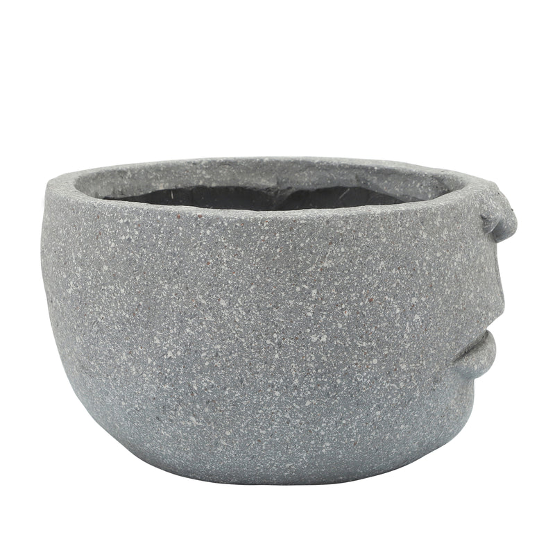 Resin 12 Half-Face Planter, Cement