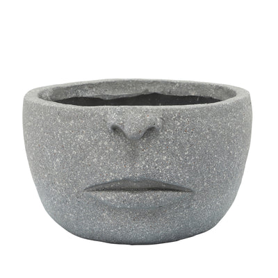 Resin 12 Half-Face Planter, Cement