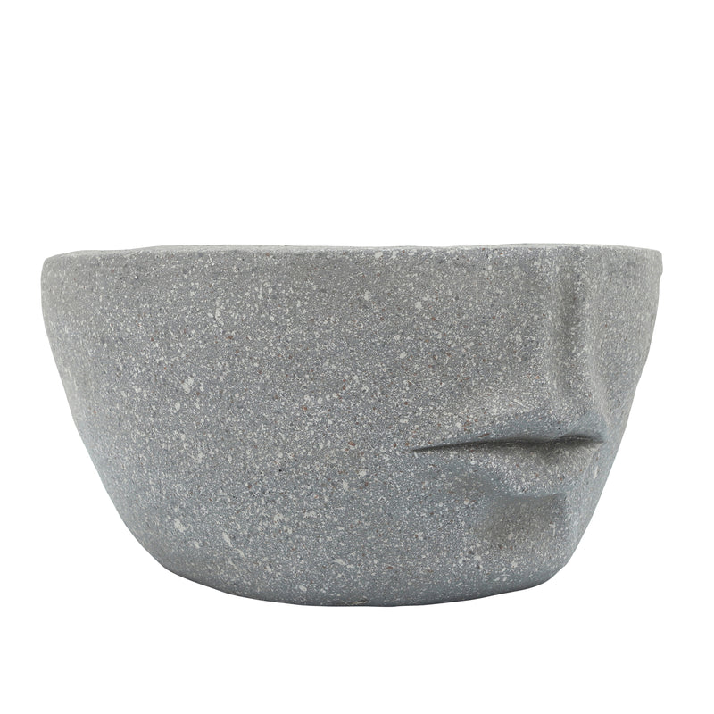 Resin 12 Slanted Half-Face Planter, Cement