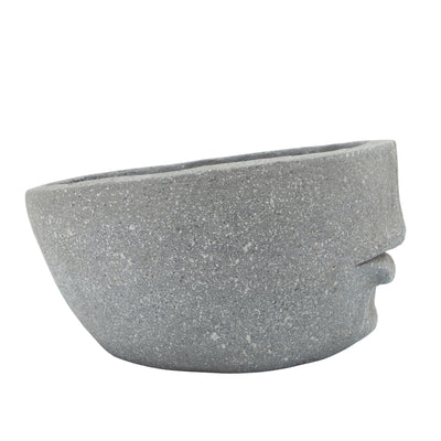 Resin 12 Slanted Half-Face Planter, Cement