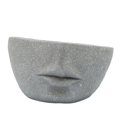 Resin 12 Slanted Half-Face Planter, Cement