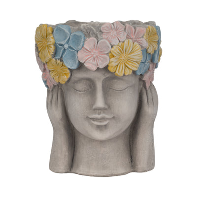 11 Face Planter With Flower Crown, Grey/multi