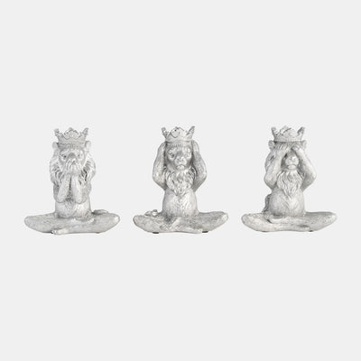 RESIN, 6, YOGA LION SET, SILVER