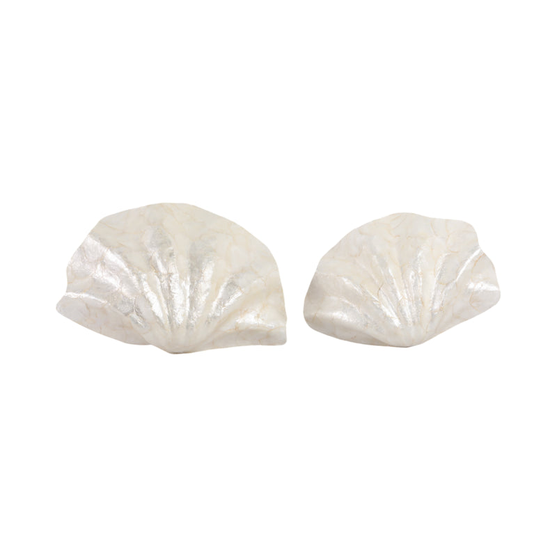 S/2 17/20 Capiz Shell Shaped Bowls, Ivory