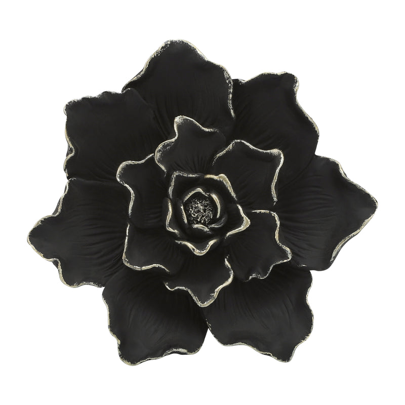 RESIN 9 FLOWER WALL ACCENT, BLACK