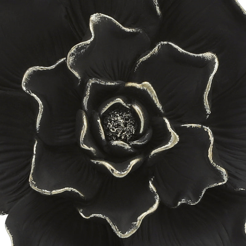 RESIN 9 FLOWER WALL ACCENT, BLACK