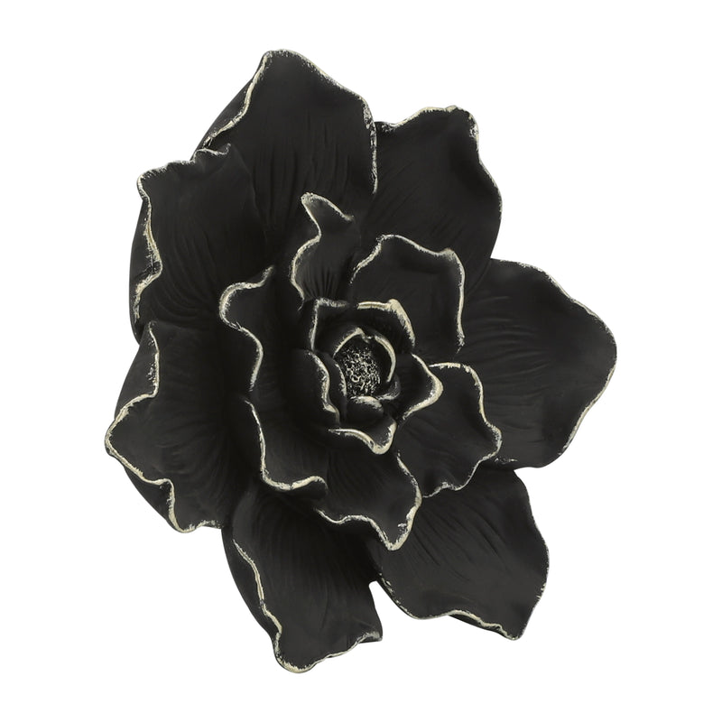 RESIN 9 FLOWER WALL ACCENT, BLACK