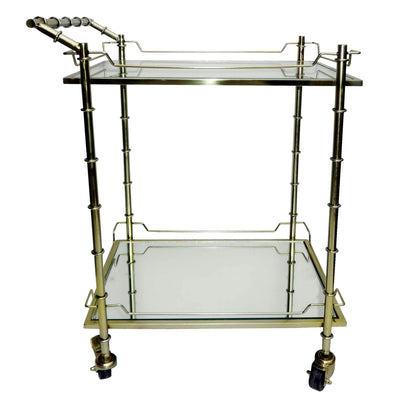 TWO TIER 30H ROLLING BAR CART, GOLD