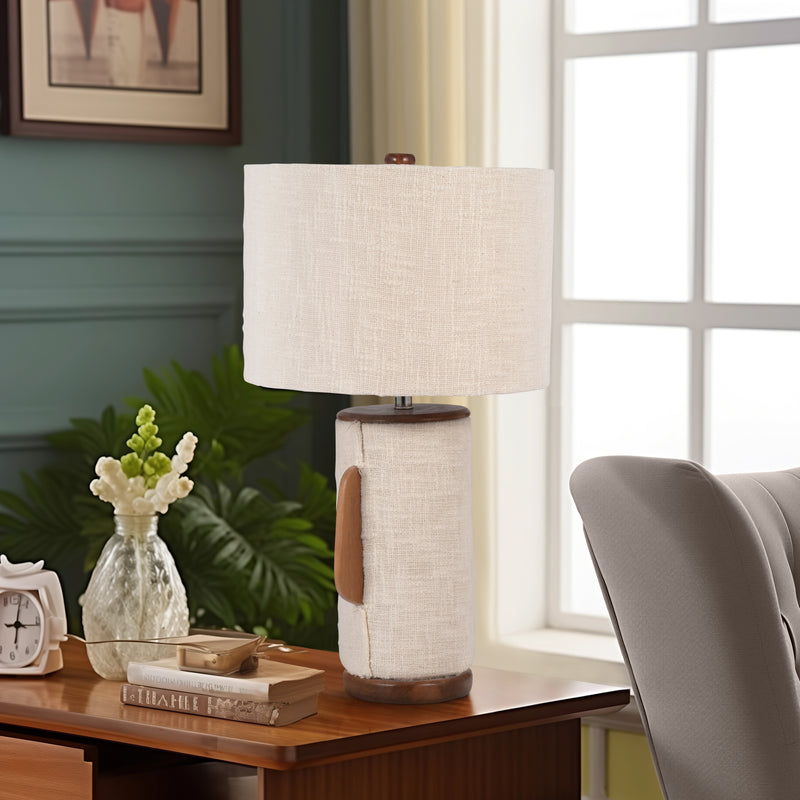 24 Ecomix Fabric Lamp With Wood, Ivory