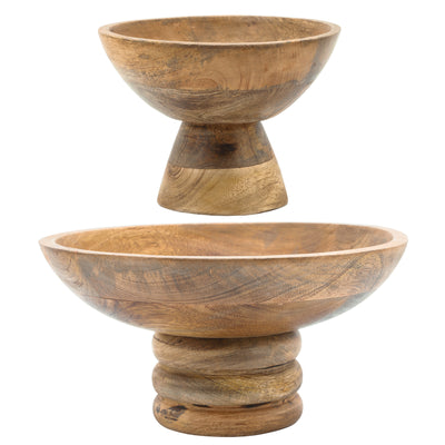 WOOD, 8 BOWL W/ STAND, BROWN