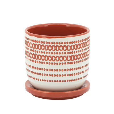 CER, 5 PLANTER W/ SAUCER, ORANGE