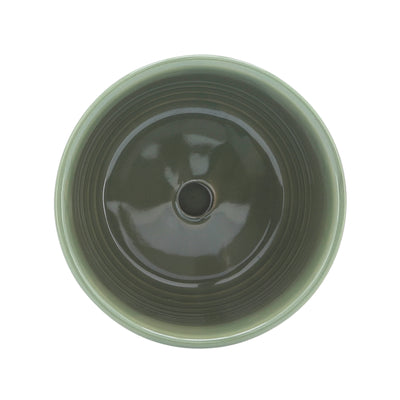 CER, 5 PLANTER W/ SAUCER, OLIVE