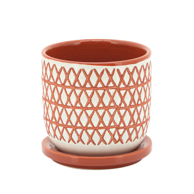 CER, 5 X-PLANTER W/ SAUCER, ORANGE