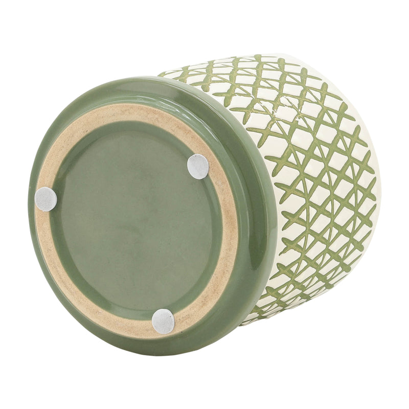 CER, 5 X-PLANTER W/ SAUCER, OLIVE