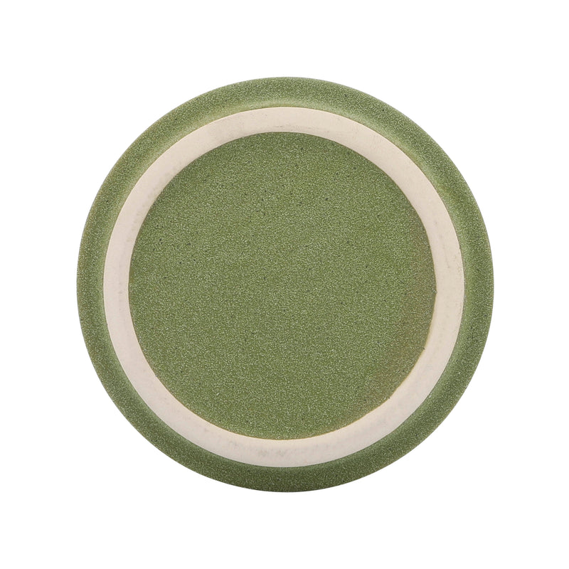 CER, 6 CIRCLES PLANTER W/ SAUCER, OLIVE