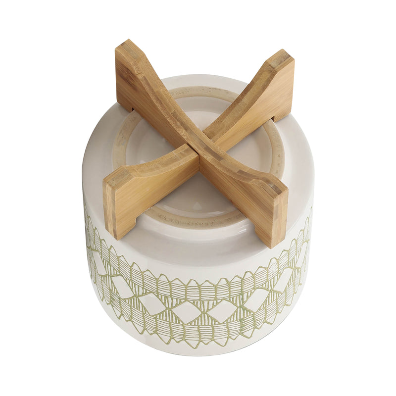 CERAMIC 16 JAR WITH GOLD LID, GREEN