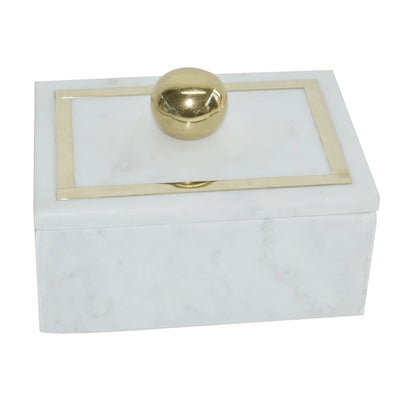 Marble, 7X5 Rectangular Box - Knob, White