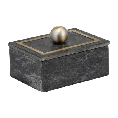 Marble, 7X5 Rectangular Box - Knob, Black