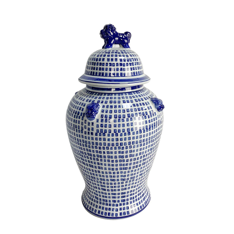 CER, 18H MOSAIC TEMPLE JAR, BLUE