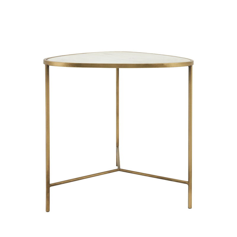 METAL, S/2 18/20 SIDE TABLES, WHITE/GLD