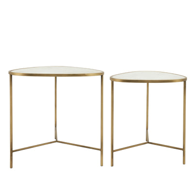 METAL, S/2 18/20 SIDE TABLES, WHITE/GLD