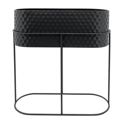 METAL, S/2 20/24 OVAL PLANTERS, BLACK