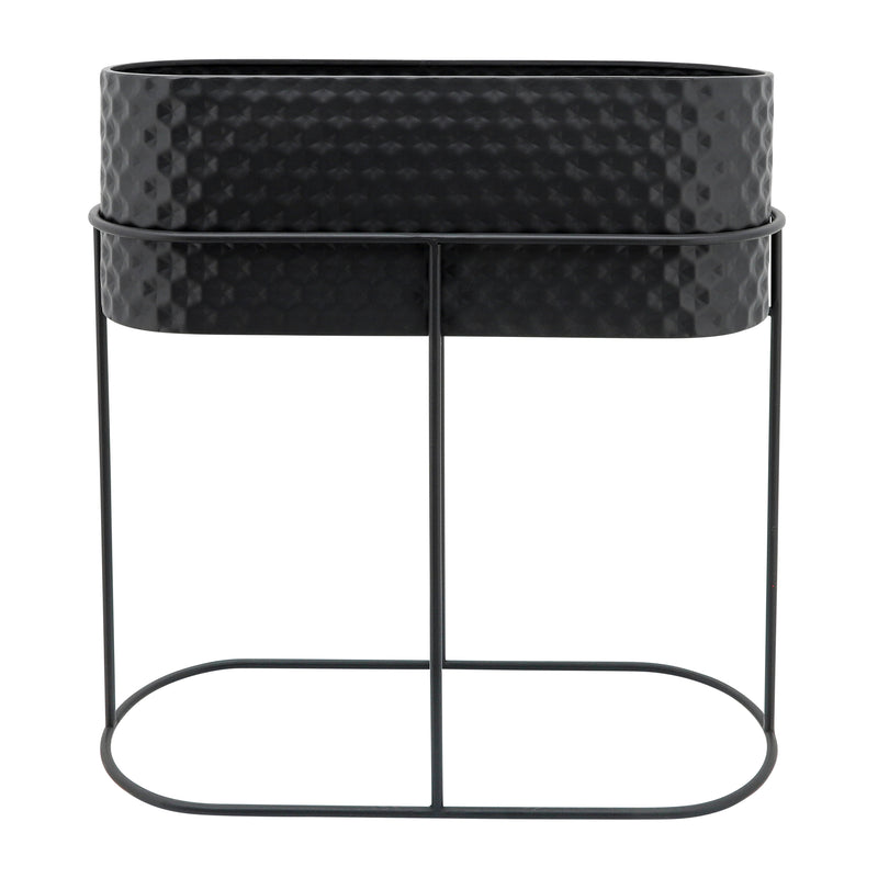 METAL, S/2 20/24 OVAL PLANTERS, BLACK