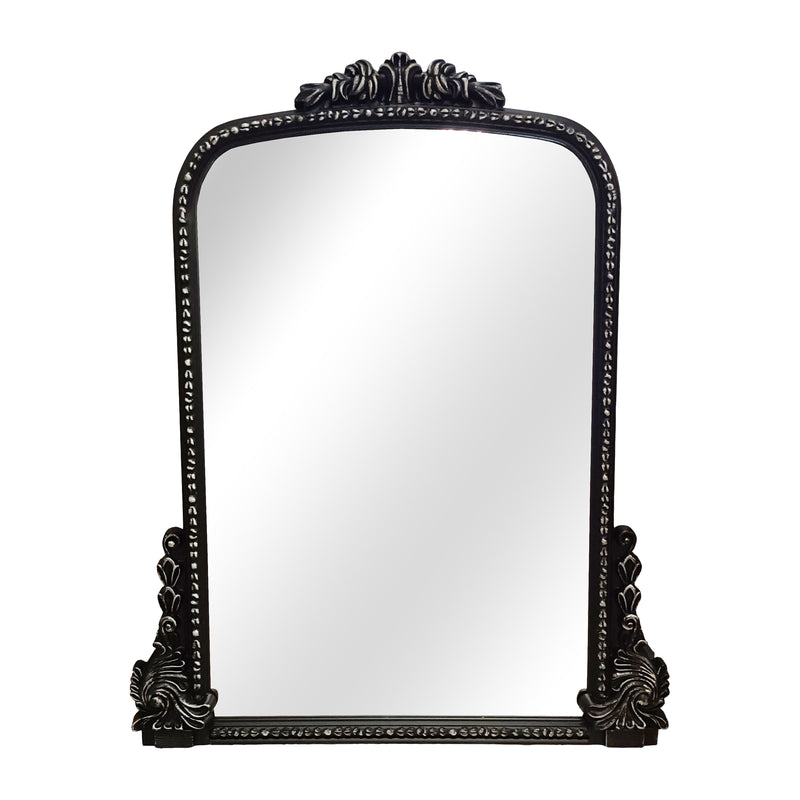 WOOD, 60, MIRROR WITH ANTIQUE FRAME, BLACK