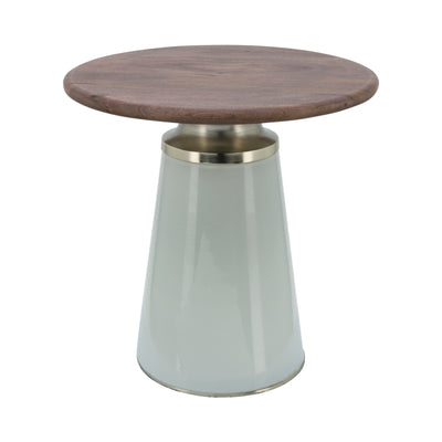 WOODEN TOP, 18H NEBULAR SIDE TABLE, CREAM