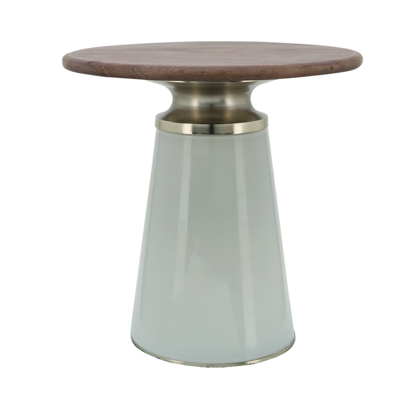 WOODEN TOP, 18H NEBULAR SIDE TABLE, CREAM