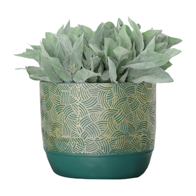 Resin, S/2 10/13D Swirl Planters, Green/Gold