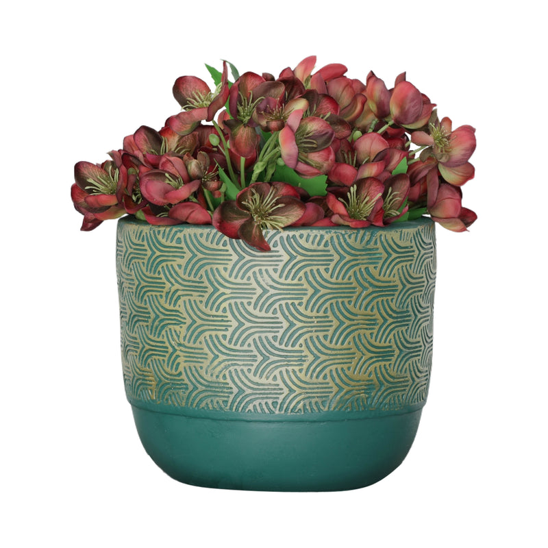 Resin, S/2 10/13D Swirl Planters, Green/Gold