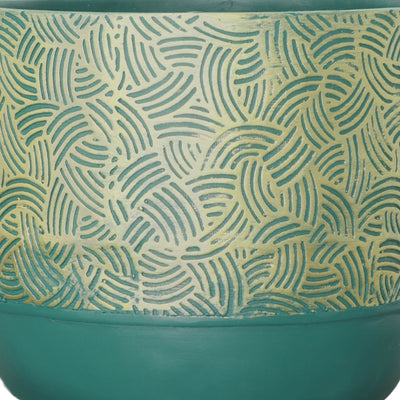 Resin, S/2 10/13D Swirl Planters, Green/Gold