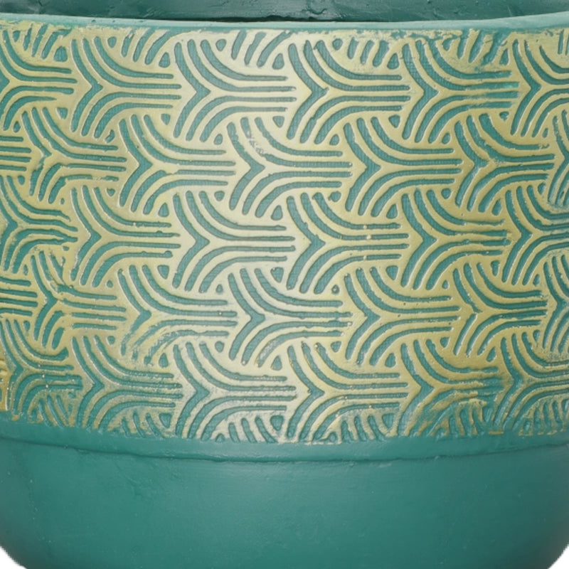 Resin, S/2 10/13D Swirl Planters, Green/Gold